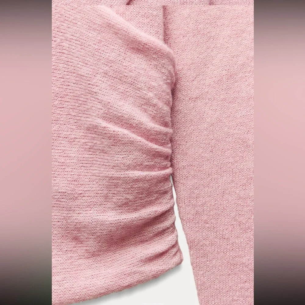 Zara raised floral knit top, pastel pink, 2025 - Picture 7 of 10